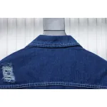 Stone Island Washed Distressed Denim Jacket Dark Blue