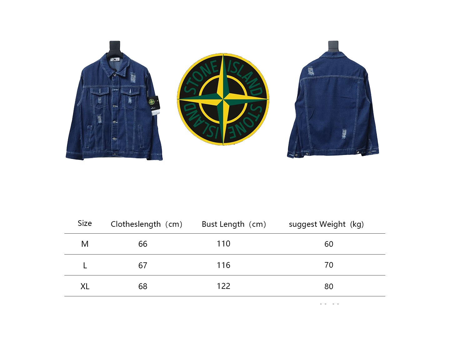 Stone Island Washed Distressed Denim Jacket Dark Blue