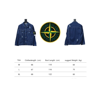 Stone Island Washed Distressed Denim Jacket Dark Blue 02