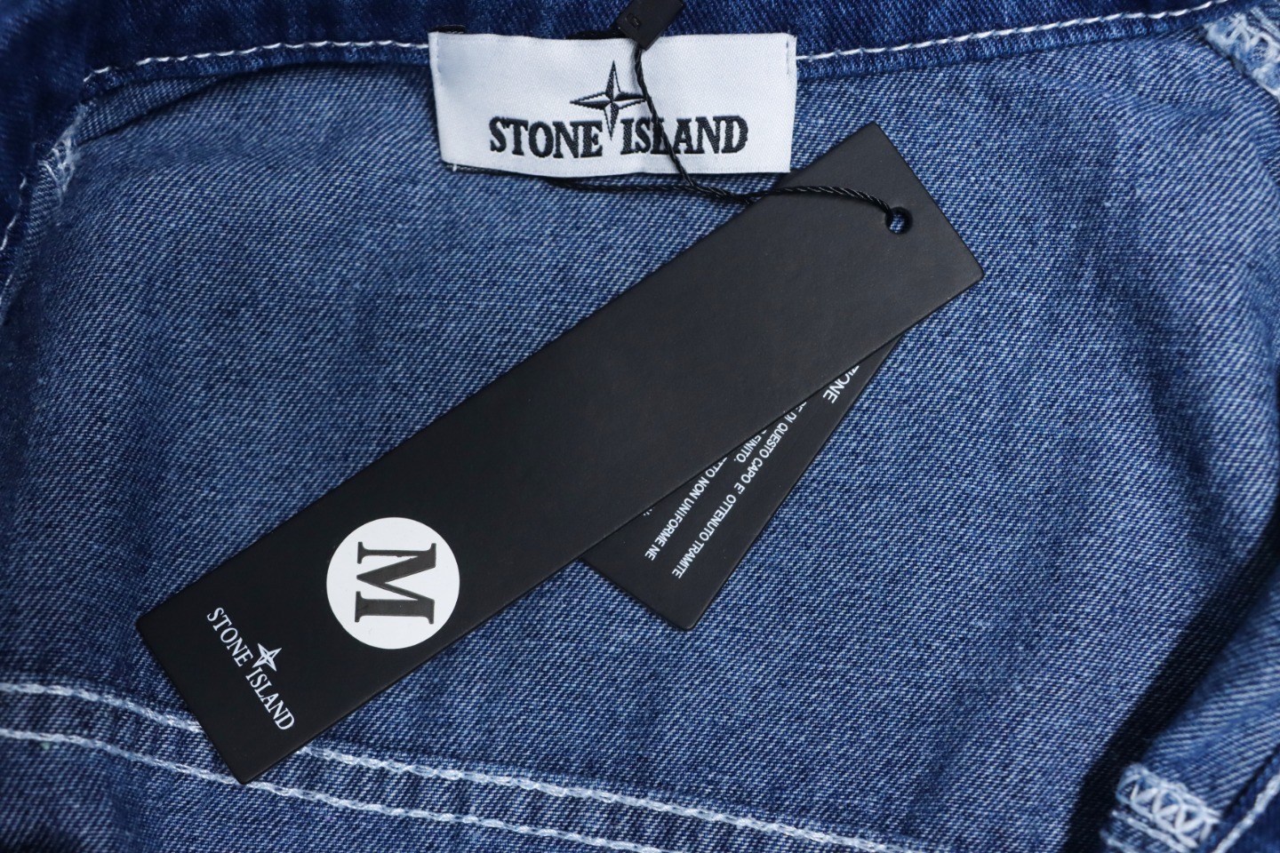 Stone Island Washed Distressed Denim Jacket Dark Blue