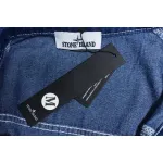 Stone Island Washed Distressed Denim Jacket Dark Blue