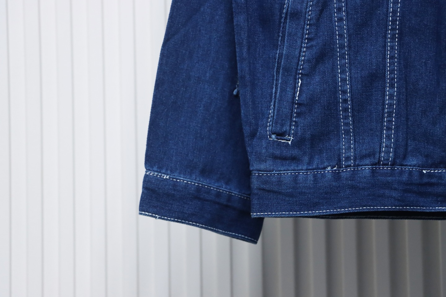 Stone Island Washed Distressed Denim Jacket Dark Blue