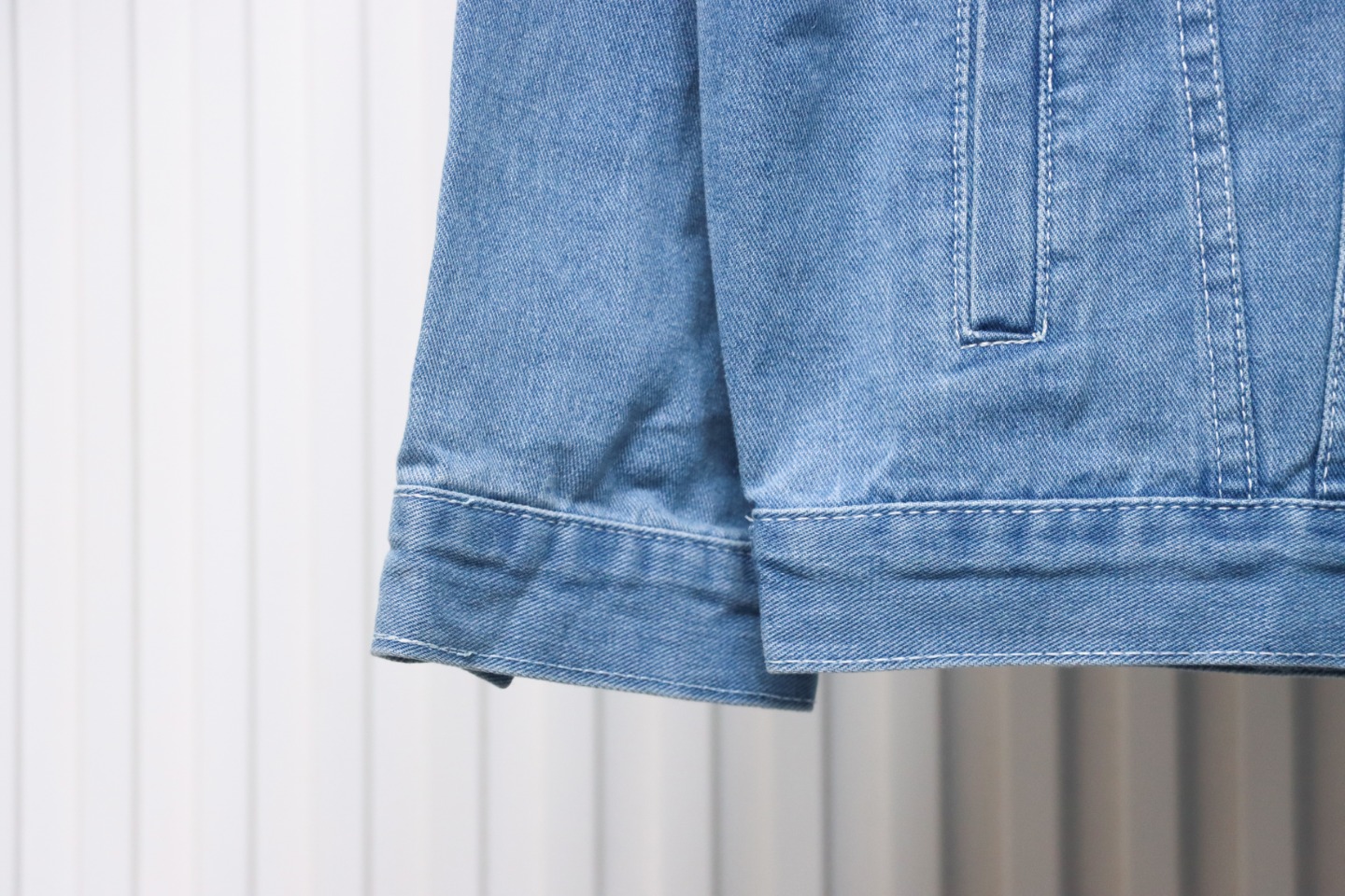 Stone Island Washed Distressed Denim Jacket Light Blue