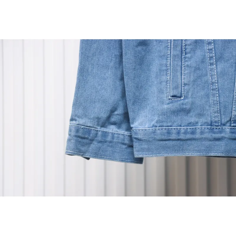 Stone Island Washed Distressed Denim Jacket Light Blue