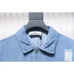 Stone Island Washed Distressed Denim Jacket Light Blue