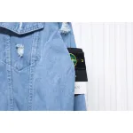Stone Island Washed Distressed Denim Jacket Light Blue