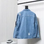 Stone Island Washed Distressed Denim Jacket Light Blue