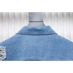 Stone Island Washed Distressed Denim Jacket Light Blue