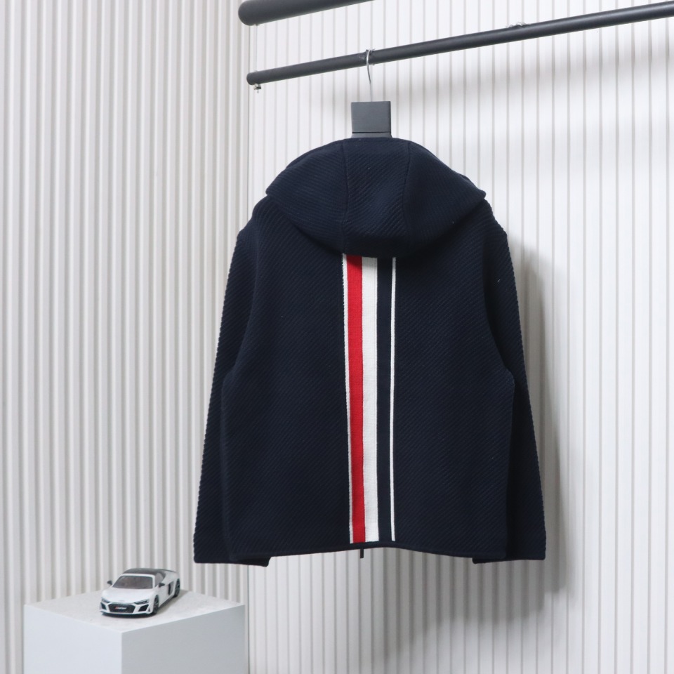 Thom Browne 22FW Horn Button Hooded Jacket Dark Blue