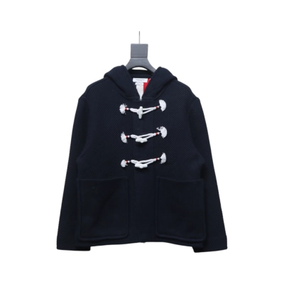 Thom Browne 22FW Horn Button Hooded Jacket Dark Blue 01