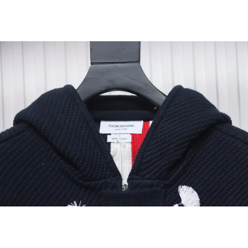 Thom Browne 22FW Horn Button Hooded Jacket Dark Blue