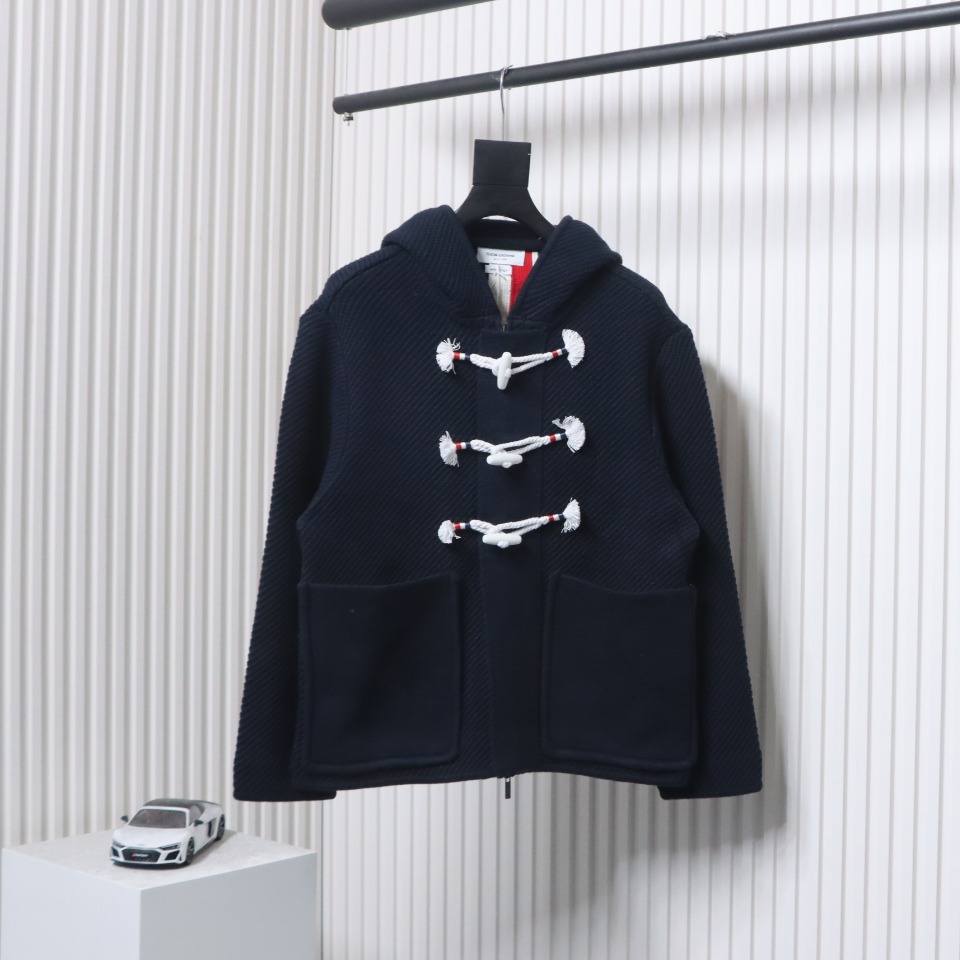 Thom Browne 22FW Horn Button Hooded Jacket Dark Blue