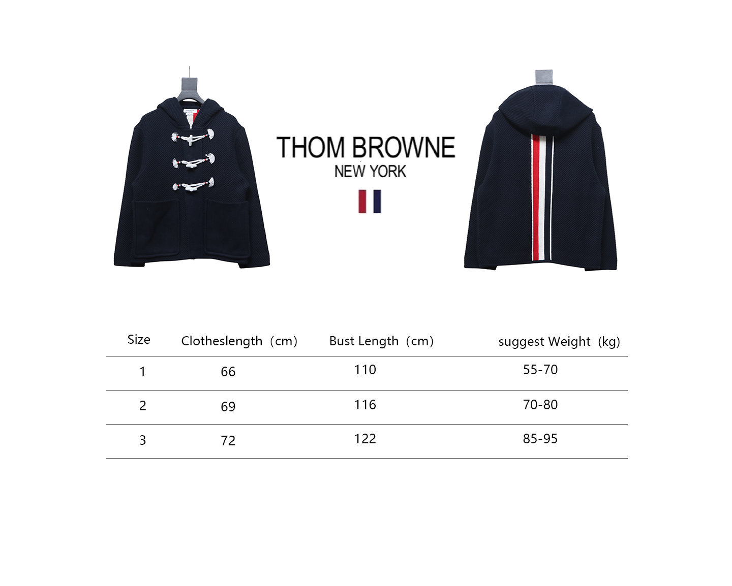 Thom Browne 22FW Horn Button Hooded Jacket Dark Blue