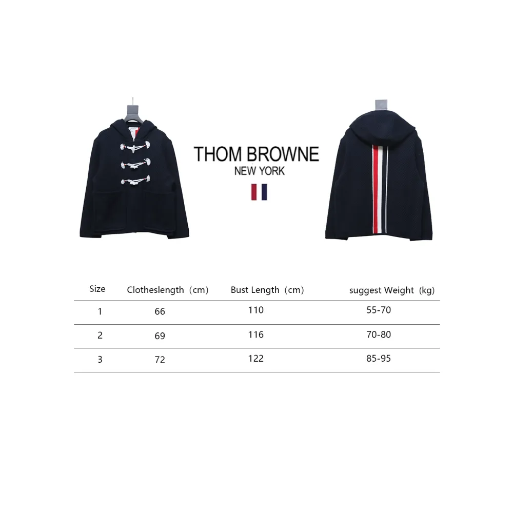 Thom Browne 22FW Horn Button Hooded Jacket Dark Blue