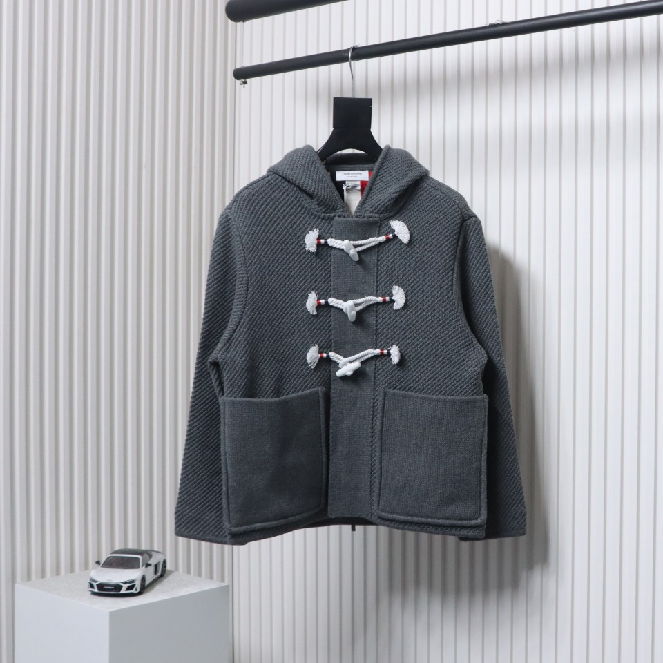 Thom Browne 22FW Horn Button Hooded Jacket Grey