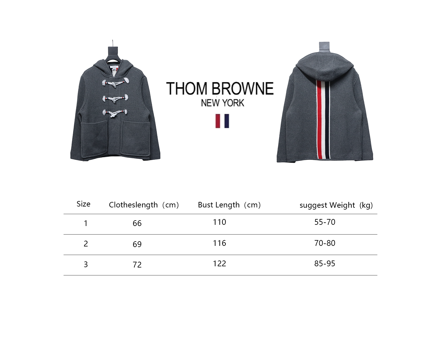 Thom Browne 22FW Horn Button Hooded Jacket Grey