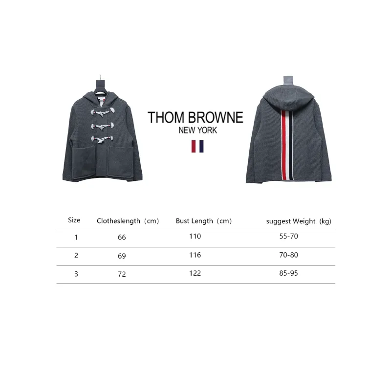 Thom Browne 22FW Horn Button Hooded Jacket Grey