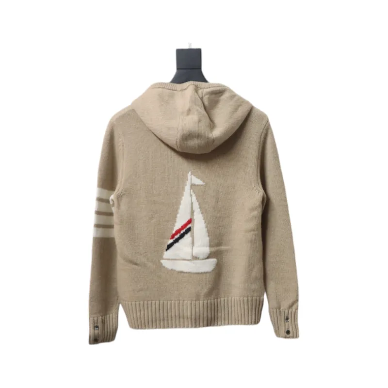 Thom Browne 23FW Sailboat Australian Wool Hooded Jacket Brown