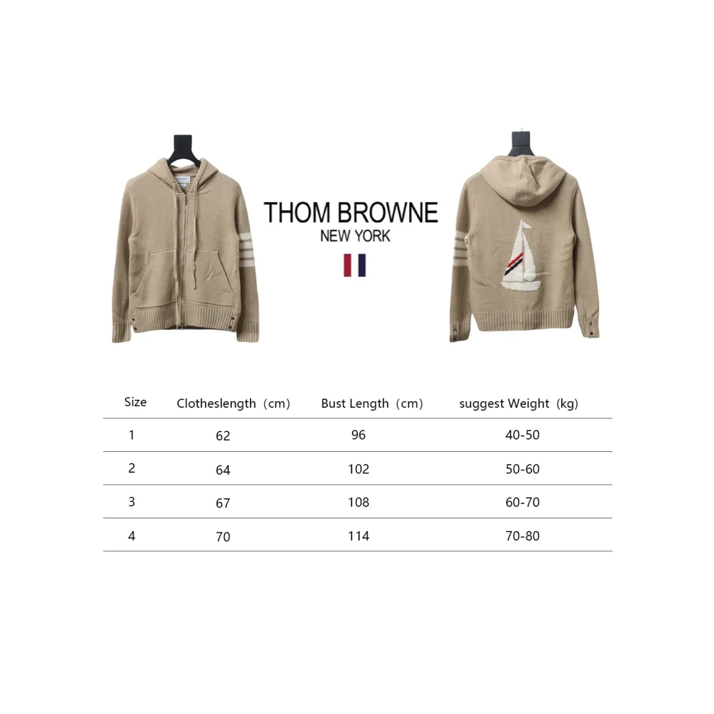 Thom Browne 23FW Sailboat Australian Wool Hooded Jacket Brown