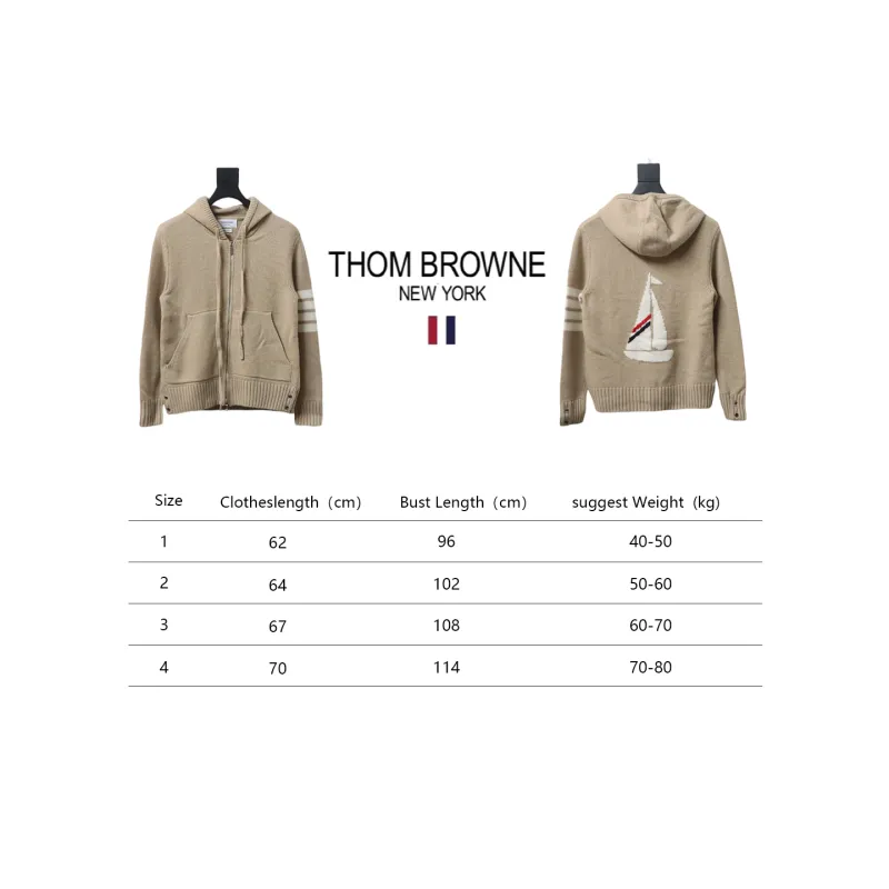 Thom Browne 23FW Sailboat Australian Wool Hooded Jacket Brown