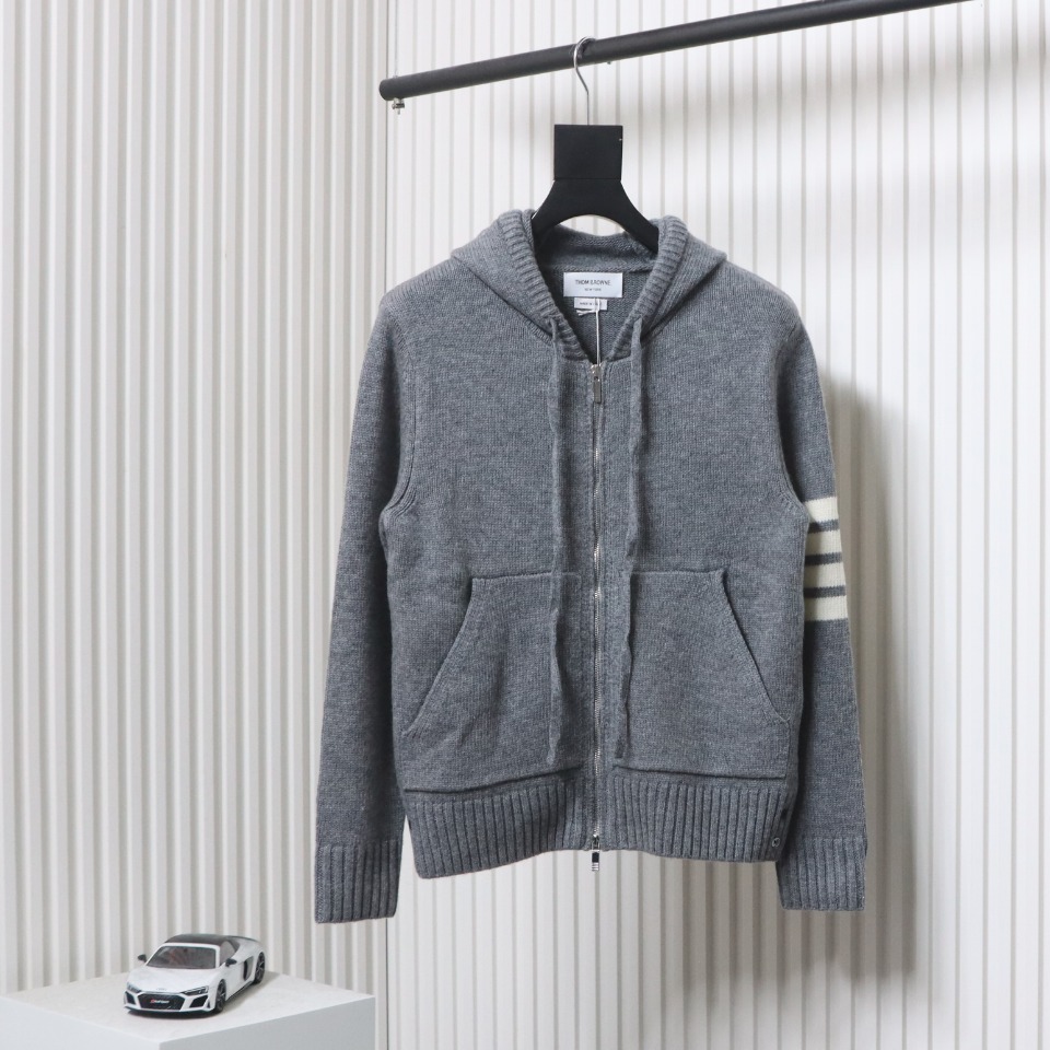 Thom Browne 23FW Sailboat Australian Wool Hooded Jacket Grey