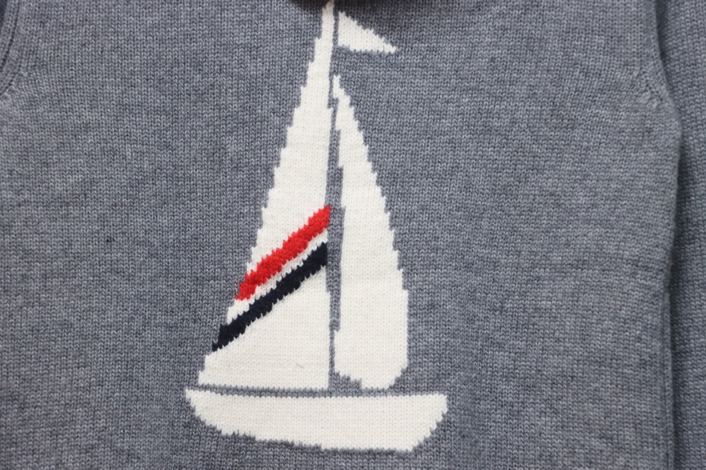 Thom Browne 23FW Sailboat Australian Wool Hooded Jacket Grey