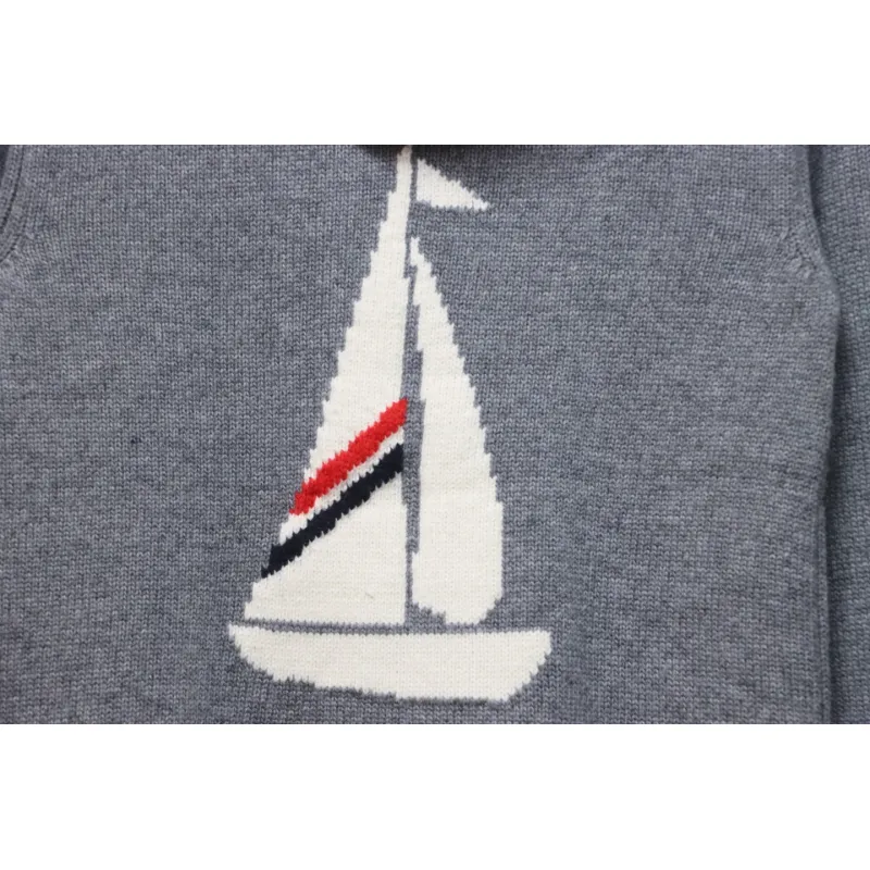Thom Browne 23FW Sailboat Australian Wool Hooded Jacket Grey