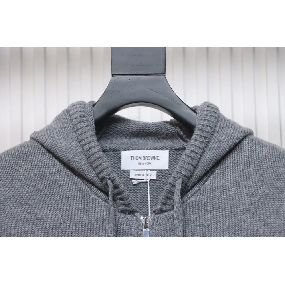 Thom Browne 23FW Sailboat Australian Wool Hooded Jacket Grey