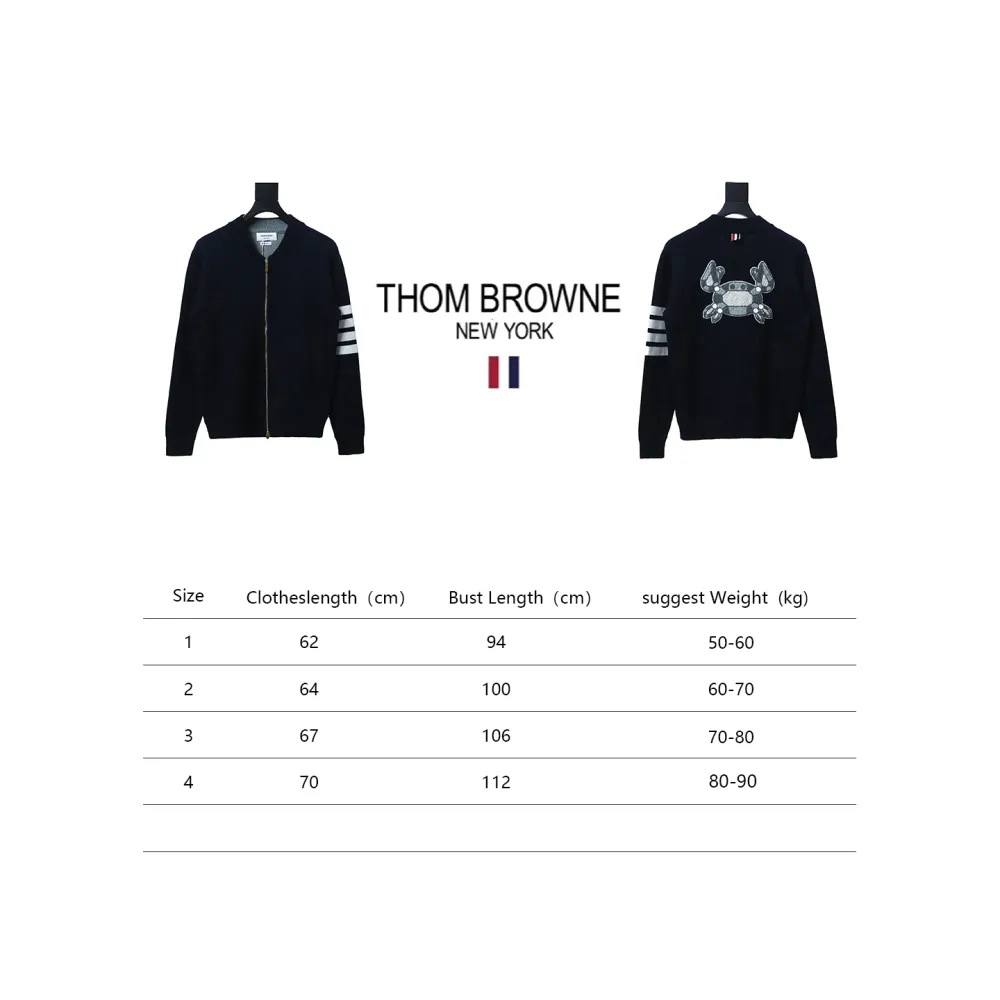 Thom Browne 24FW Crab Zipper Baseball Jacket Black