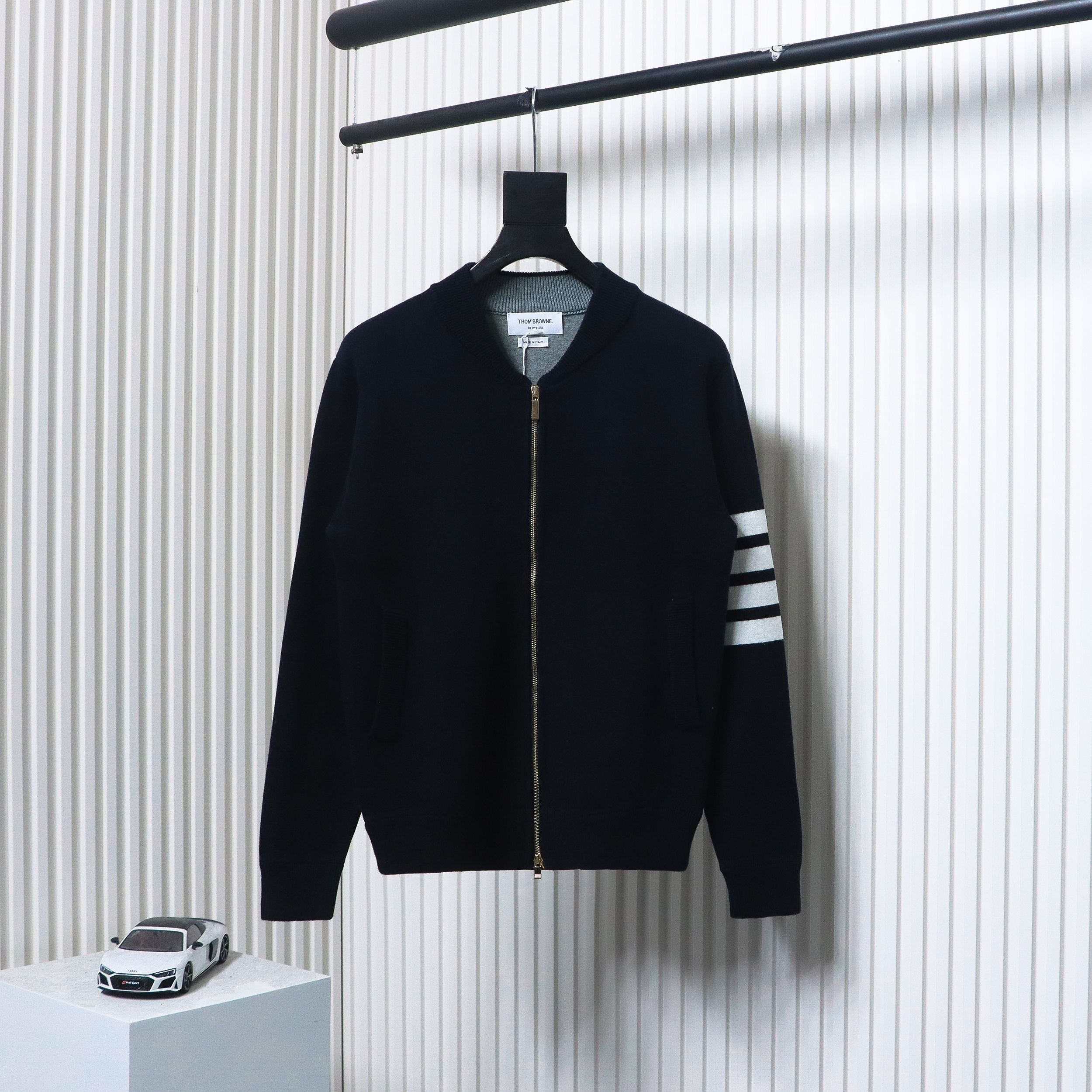 Thom Browne 24FW Crab Zipper Baseball Jacket Black