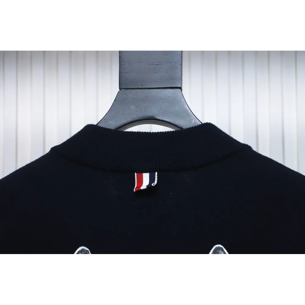 Thom Browne 24FW Crab Zipper Baseball Jacket Black
