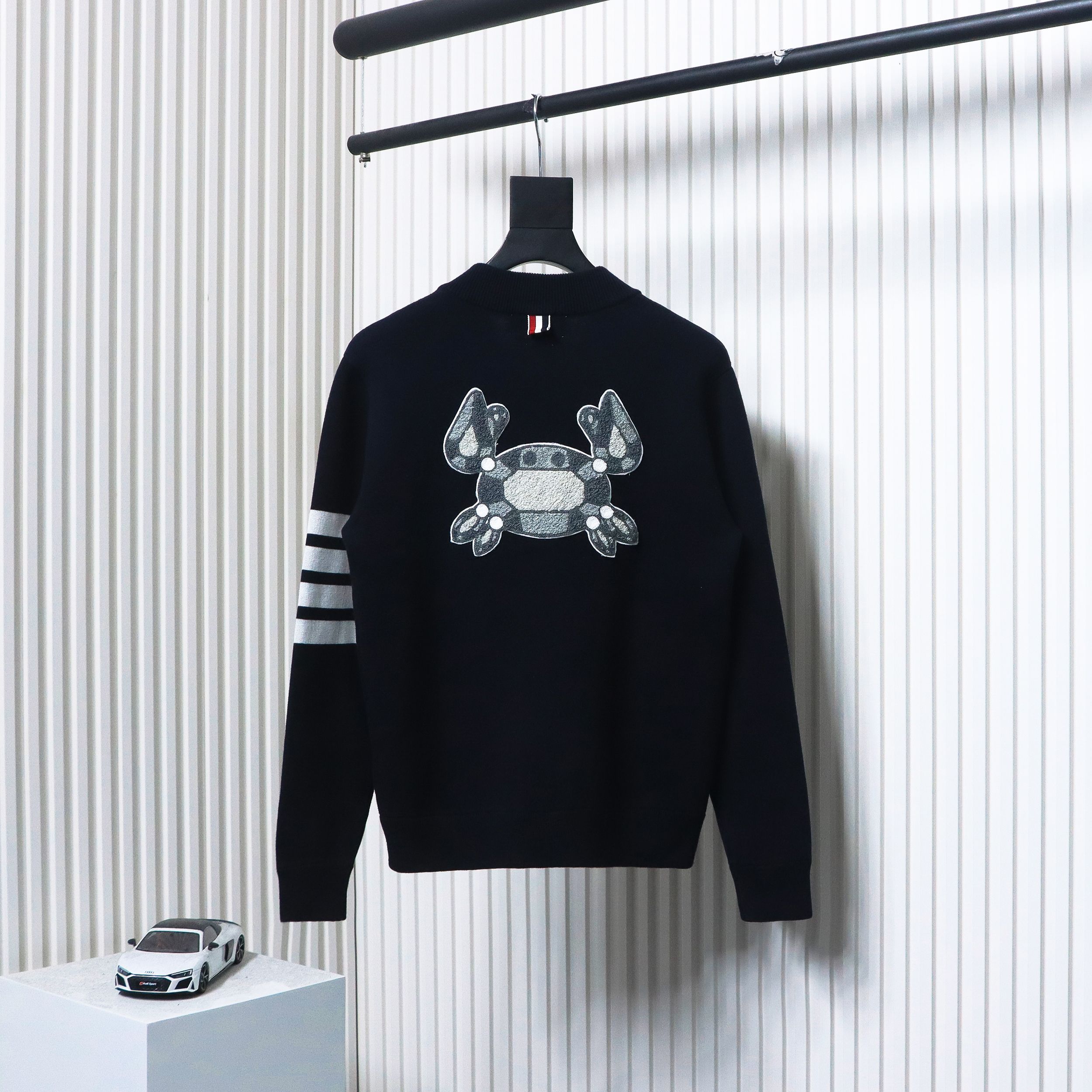 Thom Browne 24FW Crab Zipper Baseball Jacket Black
