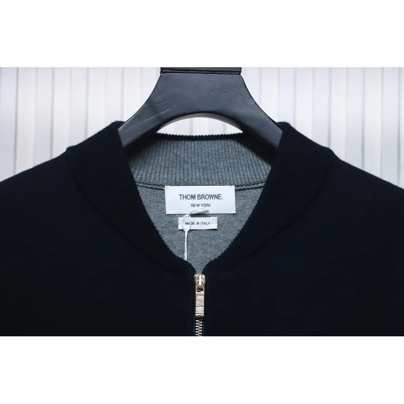 Thom Browne 24FW Crab Zipper Baseball Jacket Black