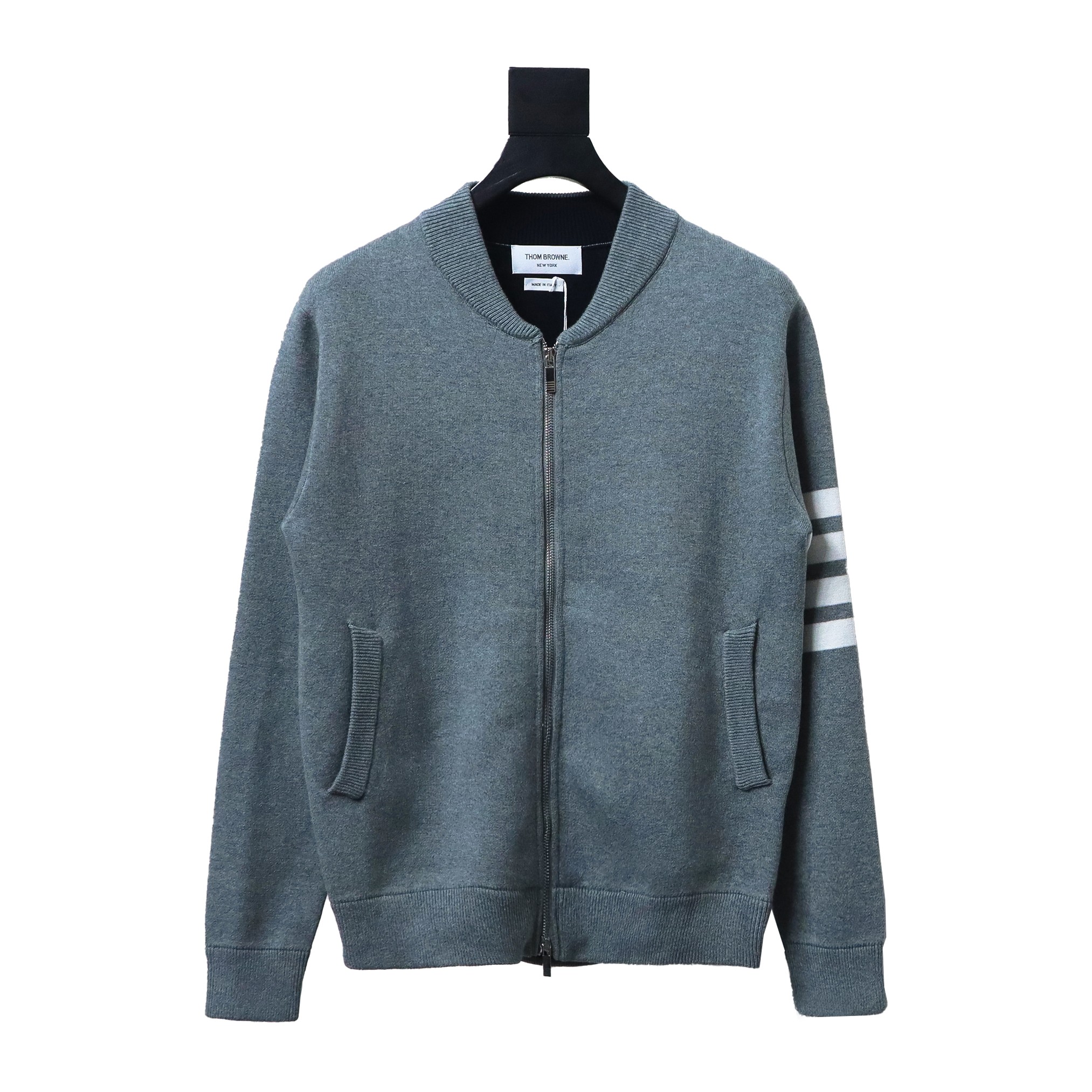 Thom Browne 24FW Crab Zipper Baseball Jacket Grey