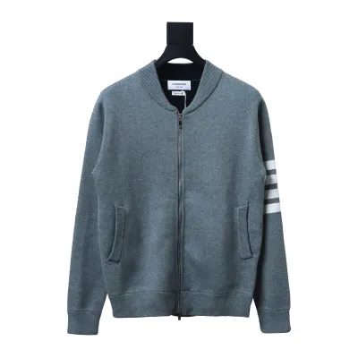 Thom Browne 24FW Crab Zipper Baseball Jacket Grey 01