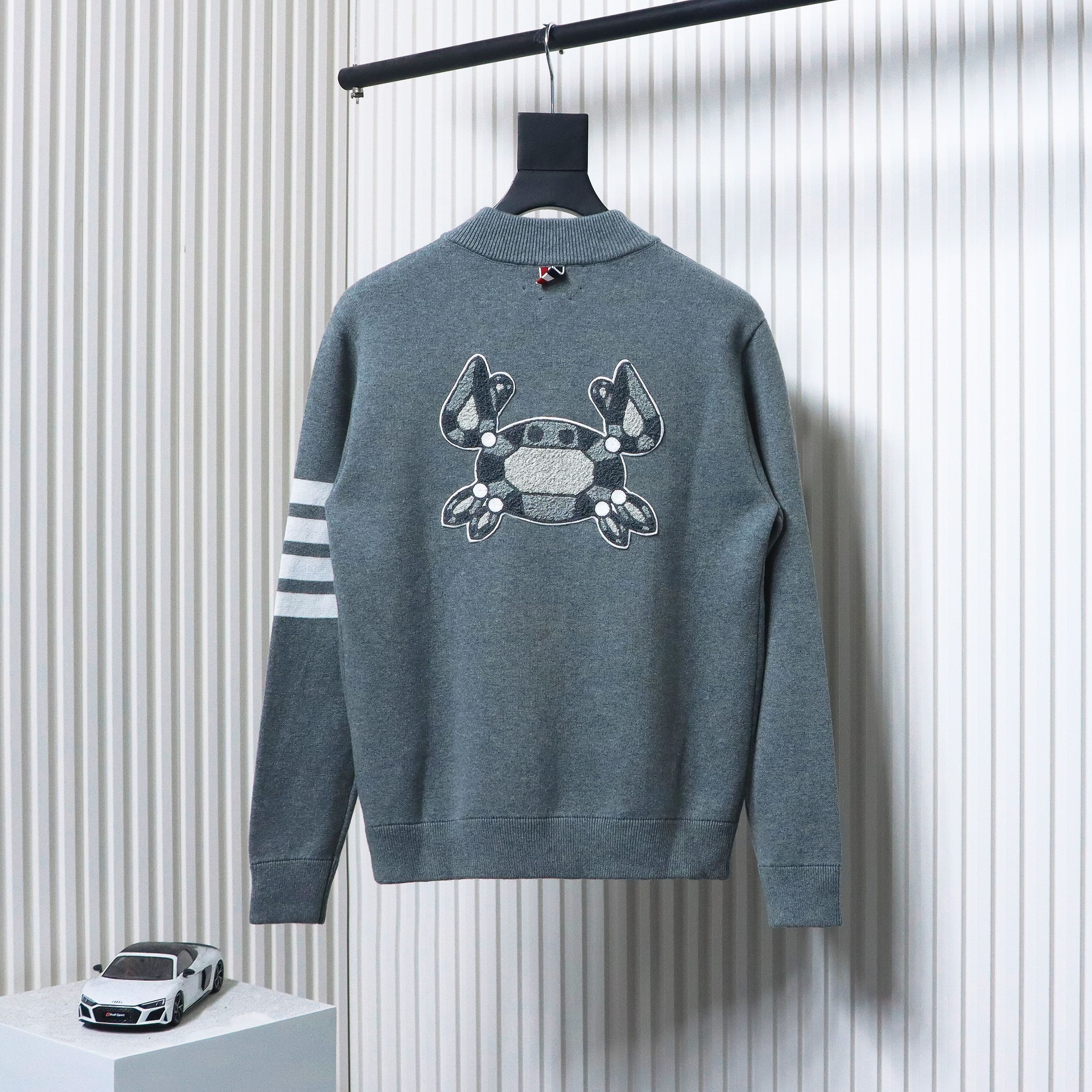 Thom Browne 24FW Crab Zipper Baseball Jacket Grey