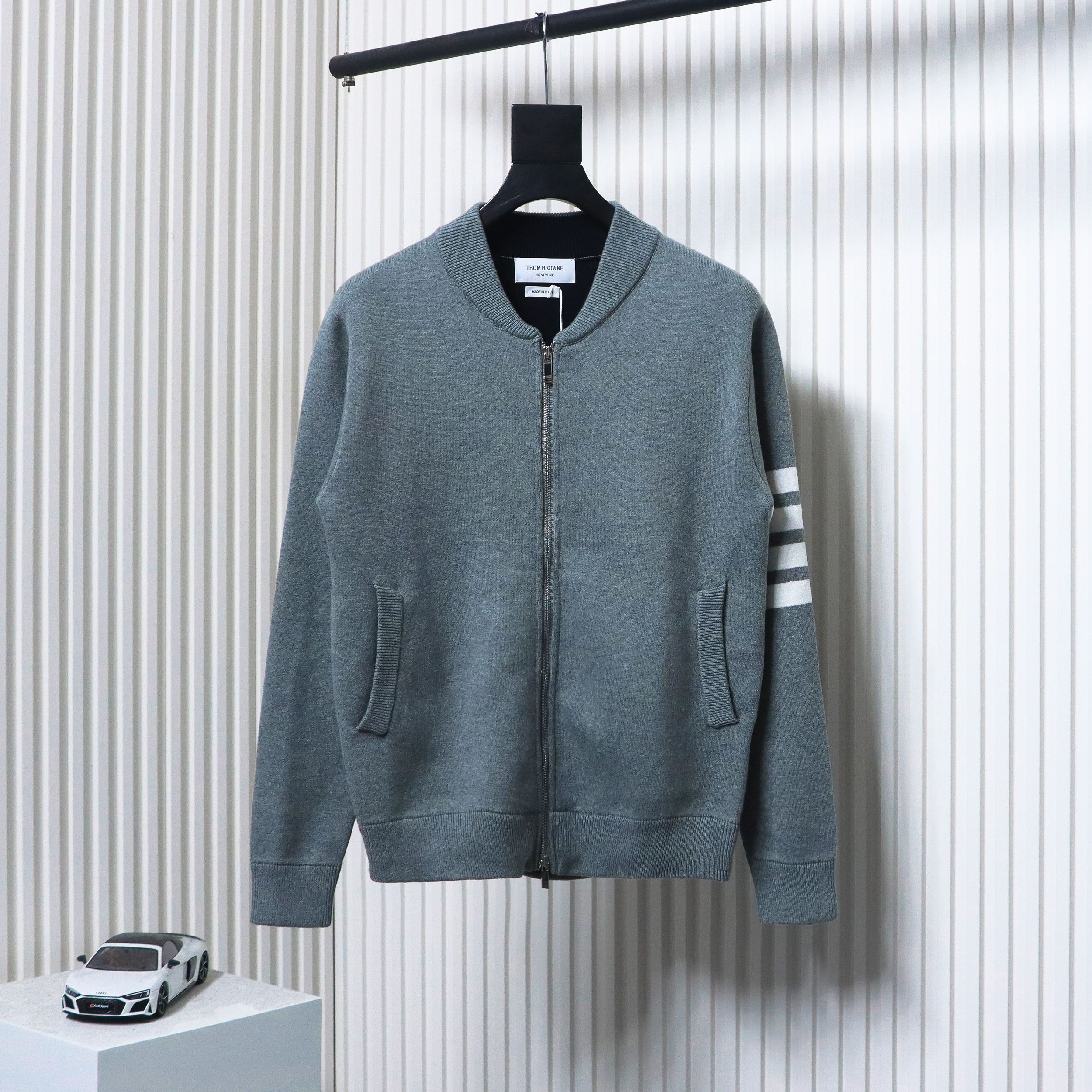 Thom Browne 24FW Crab Zipper Baseball Jacket Grey