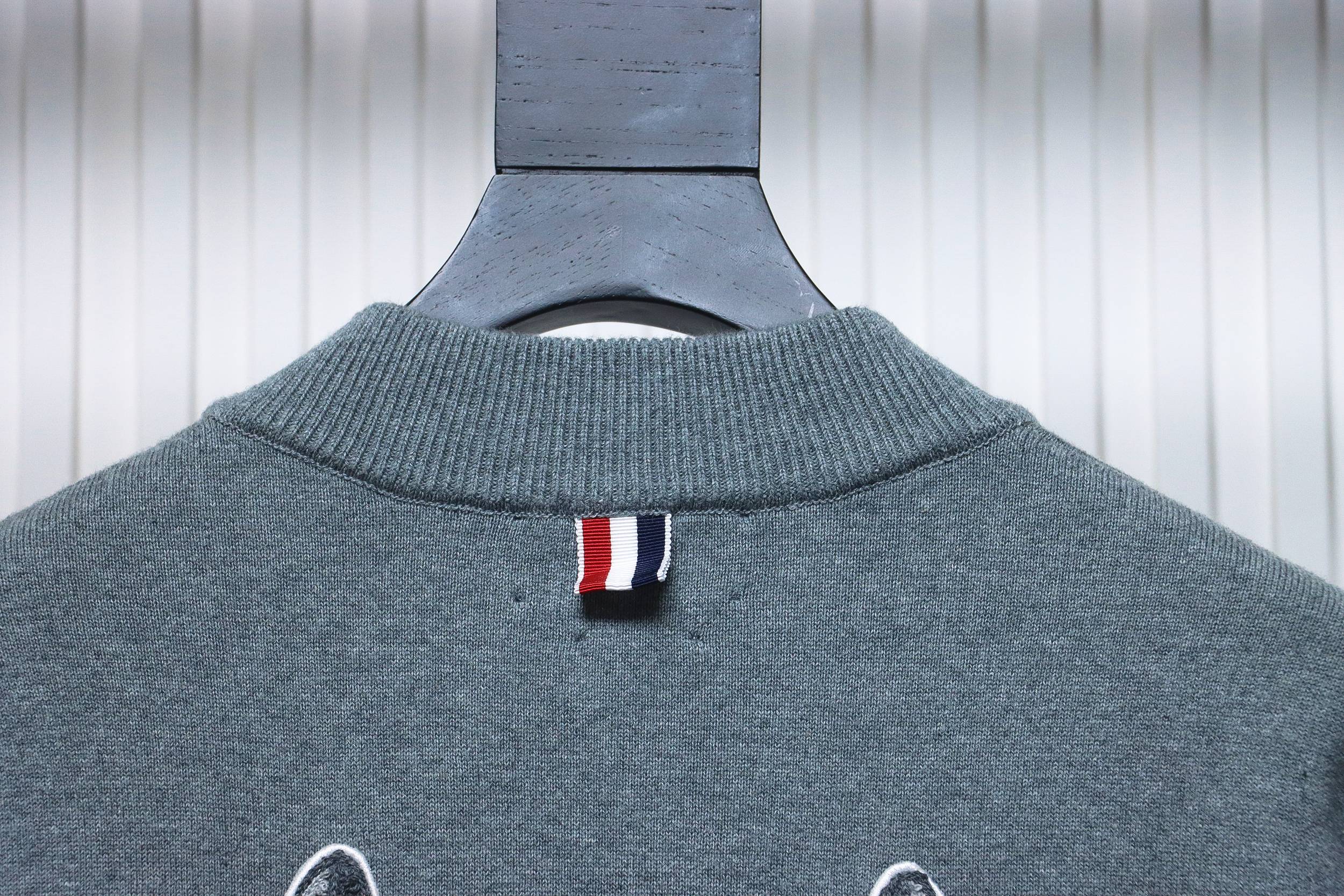 Thom Browne 24FW Crab Zipper Baseball Jacket Grey