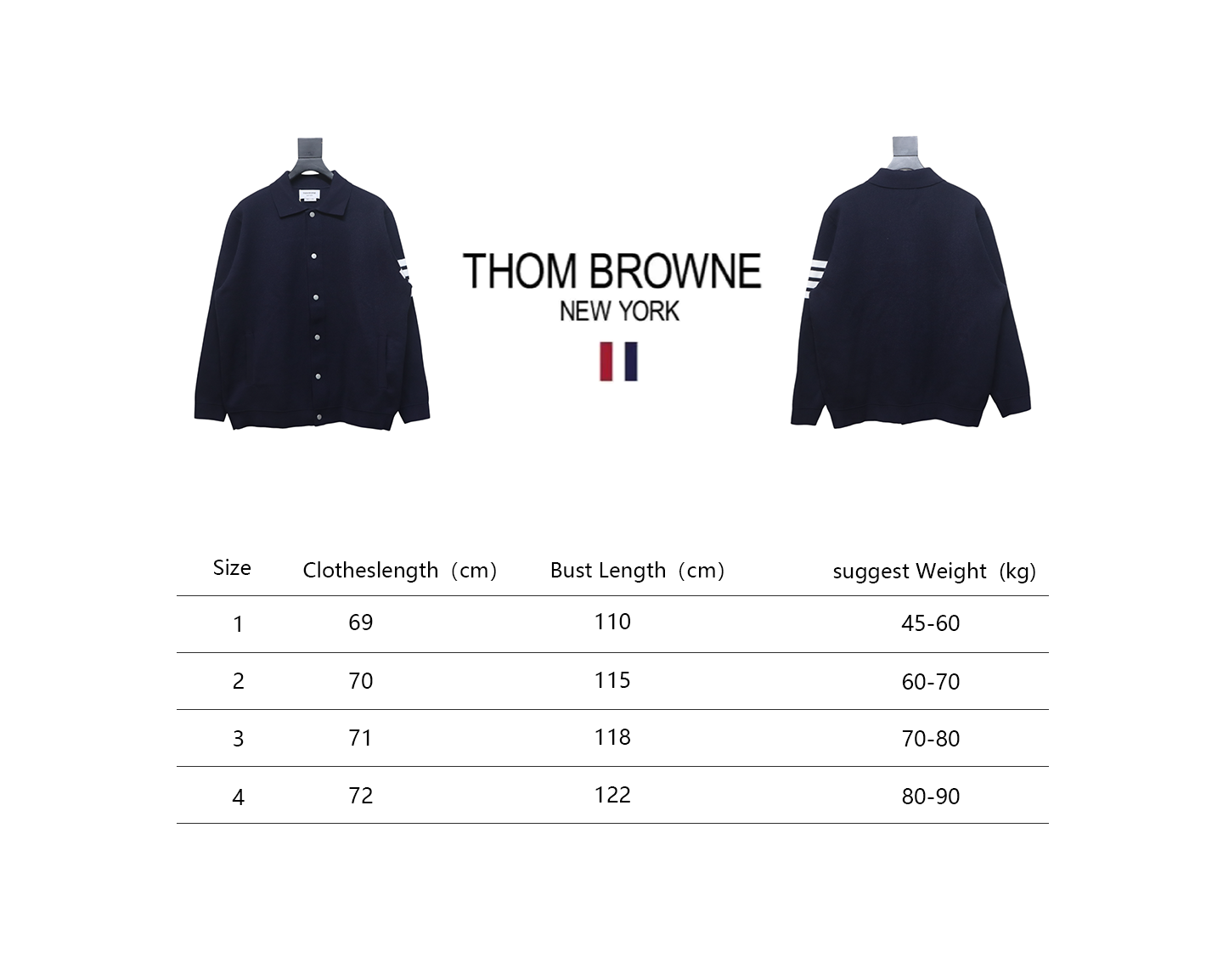 Thom Browne 24FW Four-Bar Lapel Jacket Blue