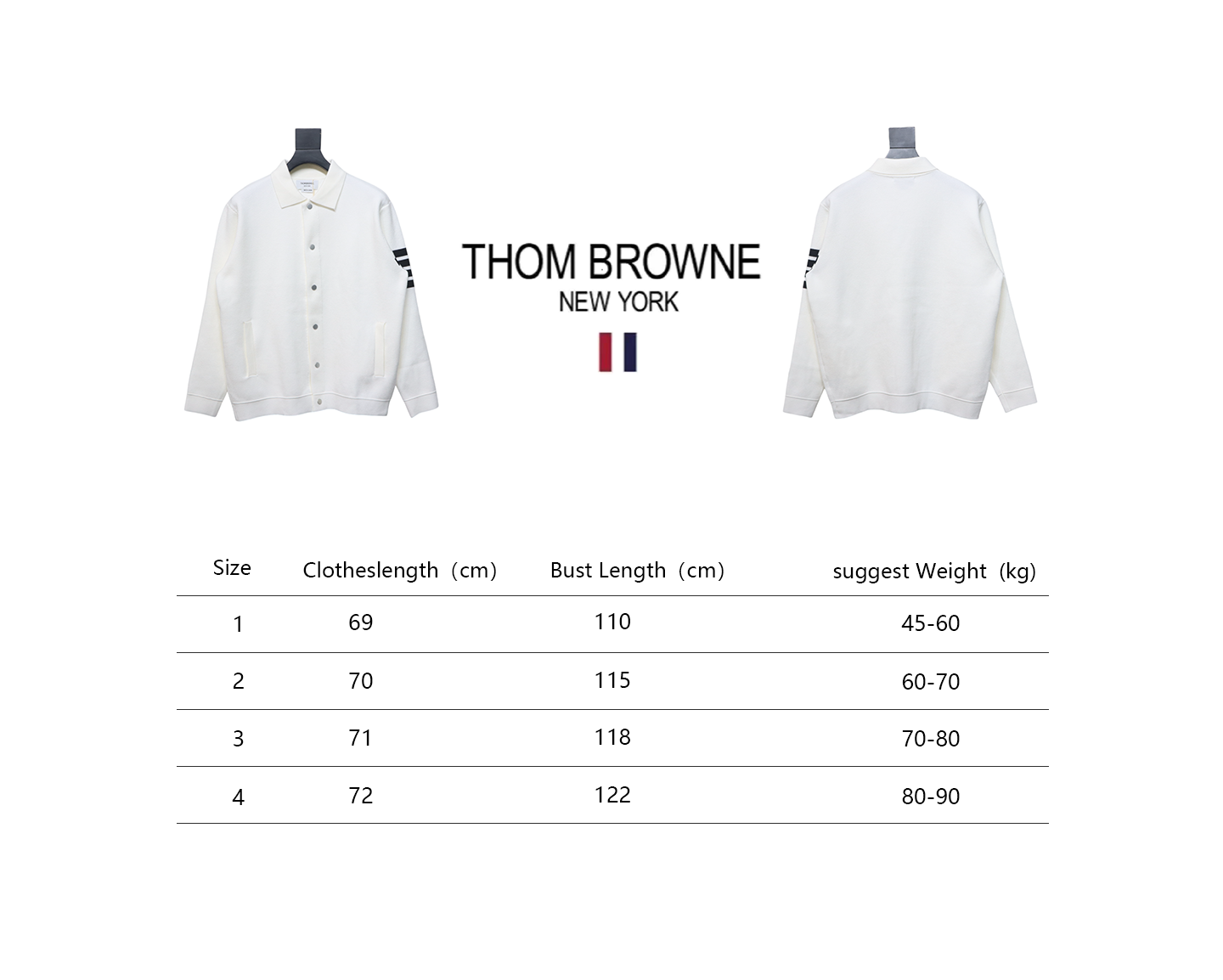 Thom Browne 24FW Four-Bar Lapel Jacket White