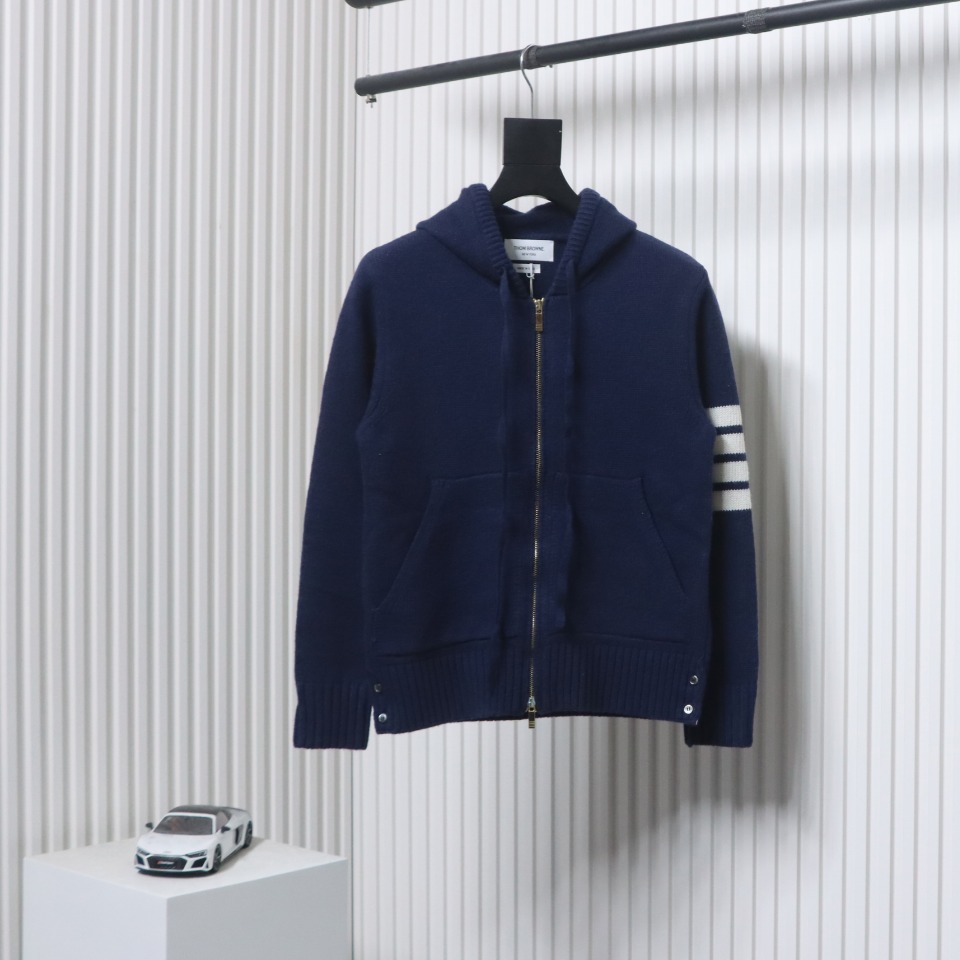 Thom Browne 24FW Rose Australian Wool Hooded Jacket Blue