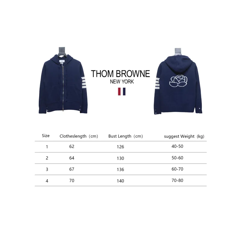 Thom Browne 24FW Rose Australian Wool Hooded Jacket Blue