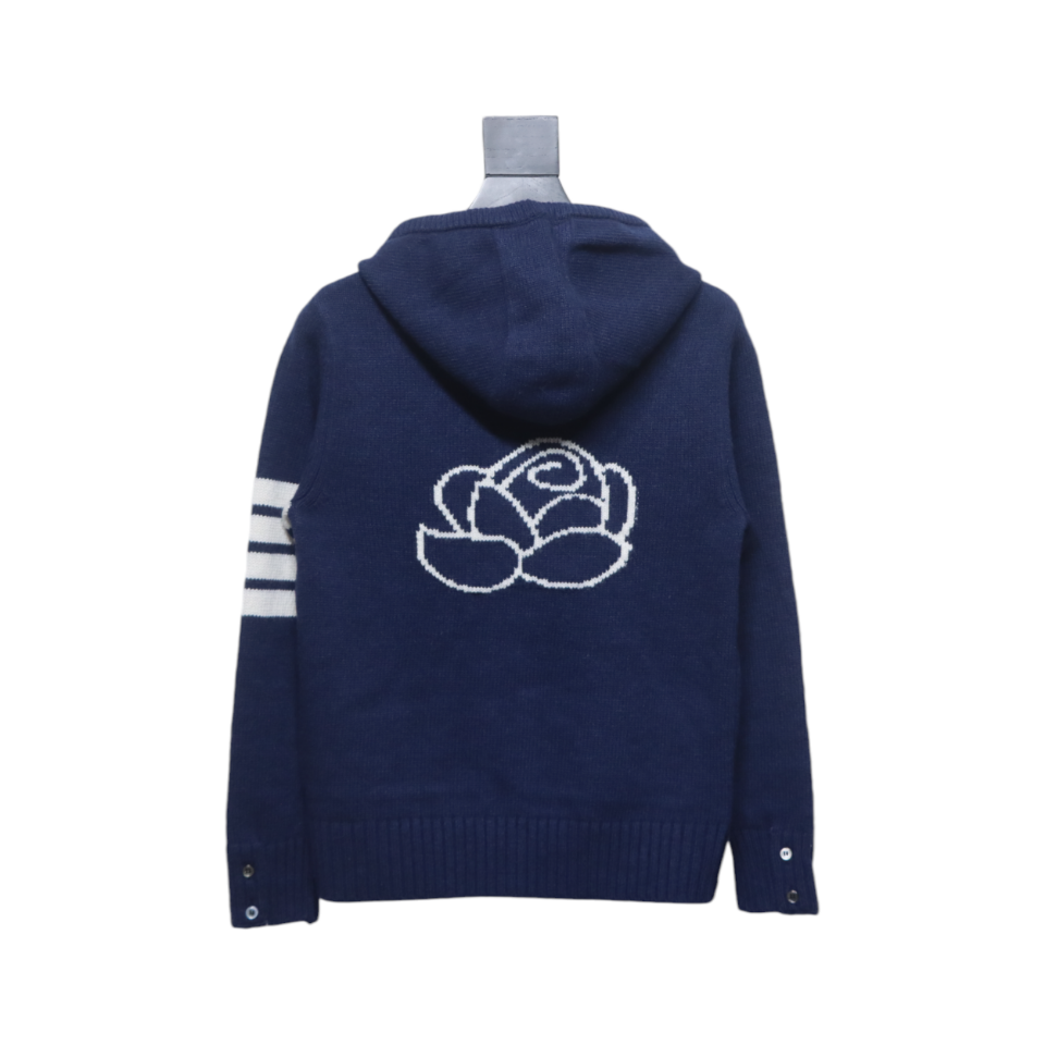 Thom Browne 24FW Rose Australian Wool Hooded Jacket Blue