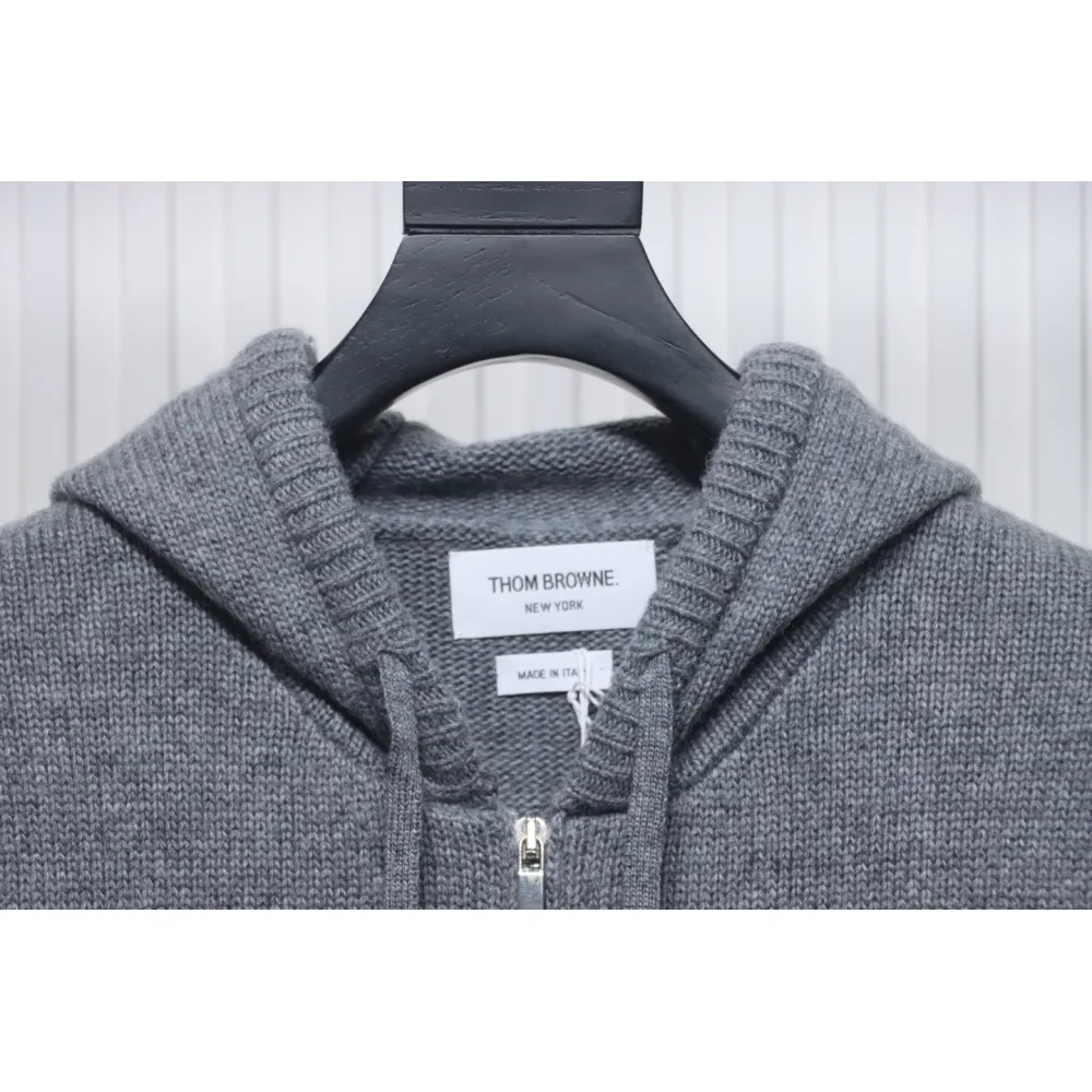 Thom Browne 24FW Rose Australian Wool Hooded Jacket Grey