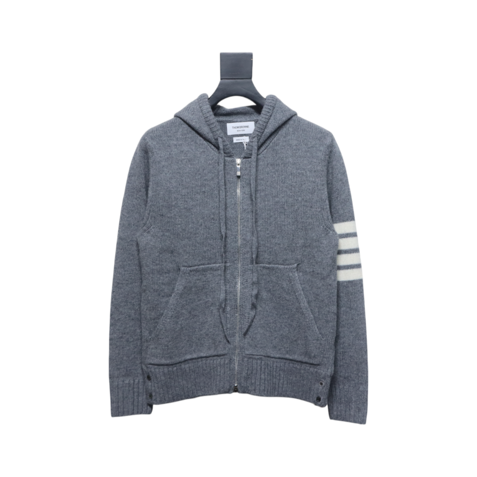 Thom Browne 24FW Rose Australian Wool Hooded Jacket Grey