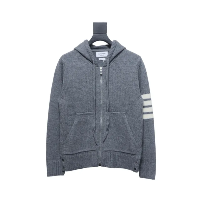 Thom Browne 24FW Rose Australian Wool Hooded Jacket Grey