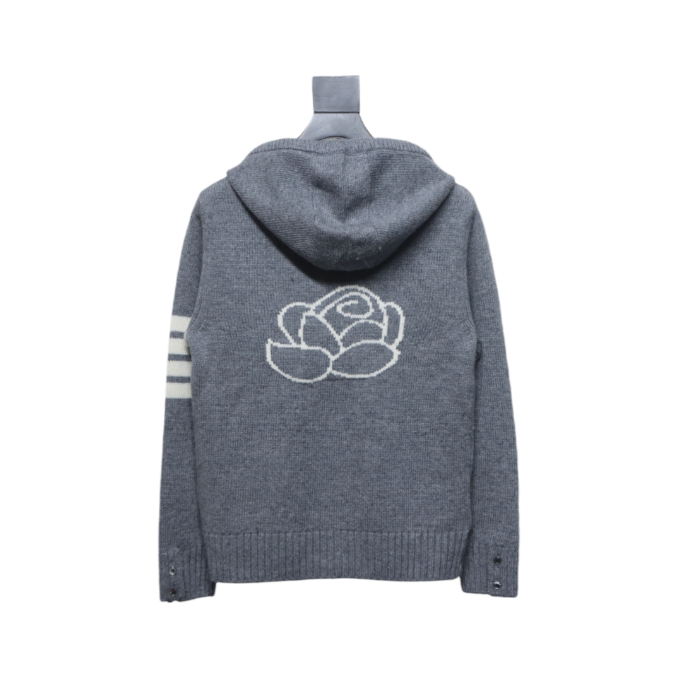 Thom Browne 24FW Rose Australian Wool Hooded Jacket Grey