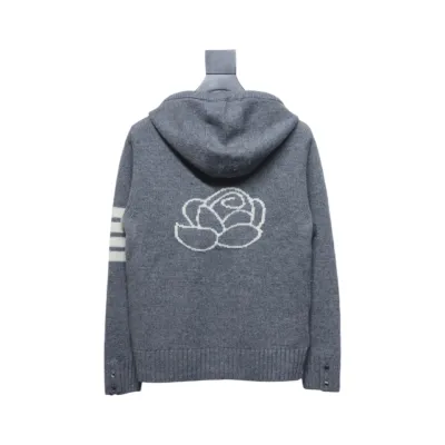 Thom Browne 24FW Rose Australian Wool Hooded Jacket Grey 02
