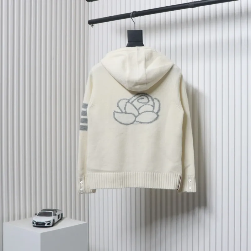 Thom Browne 24FW Rose Australian Wool Hooded Jacket White