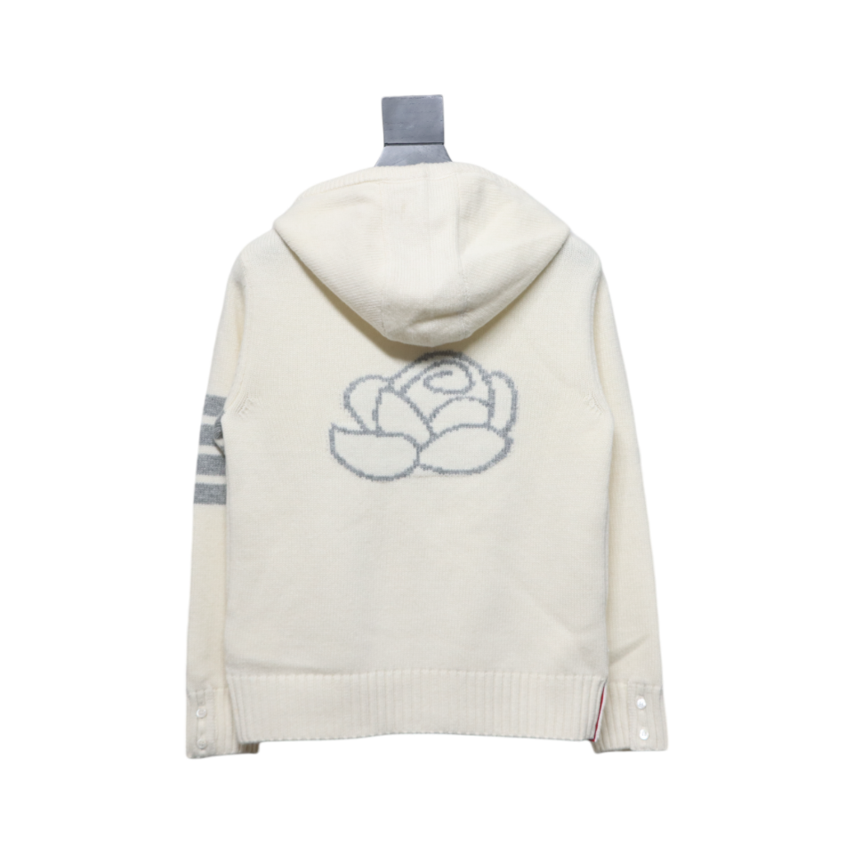 Thom Browne 24FW Rose Australian Wool Hooded Jacket White